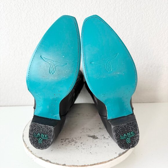 Lane LEXINGTON Womens Cowboy Boots 10 Black Western Cowgirl Mid Calf Pointed Toe - Picture 8 of 11